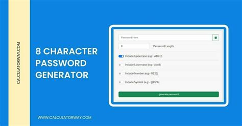 poltar 8 digit|8 Character Password Generator.